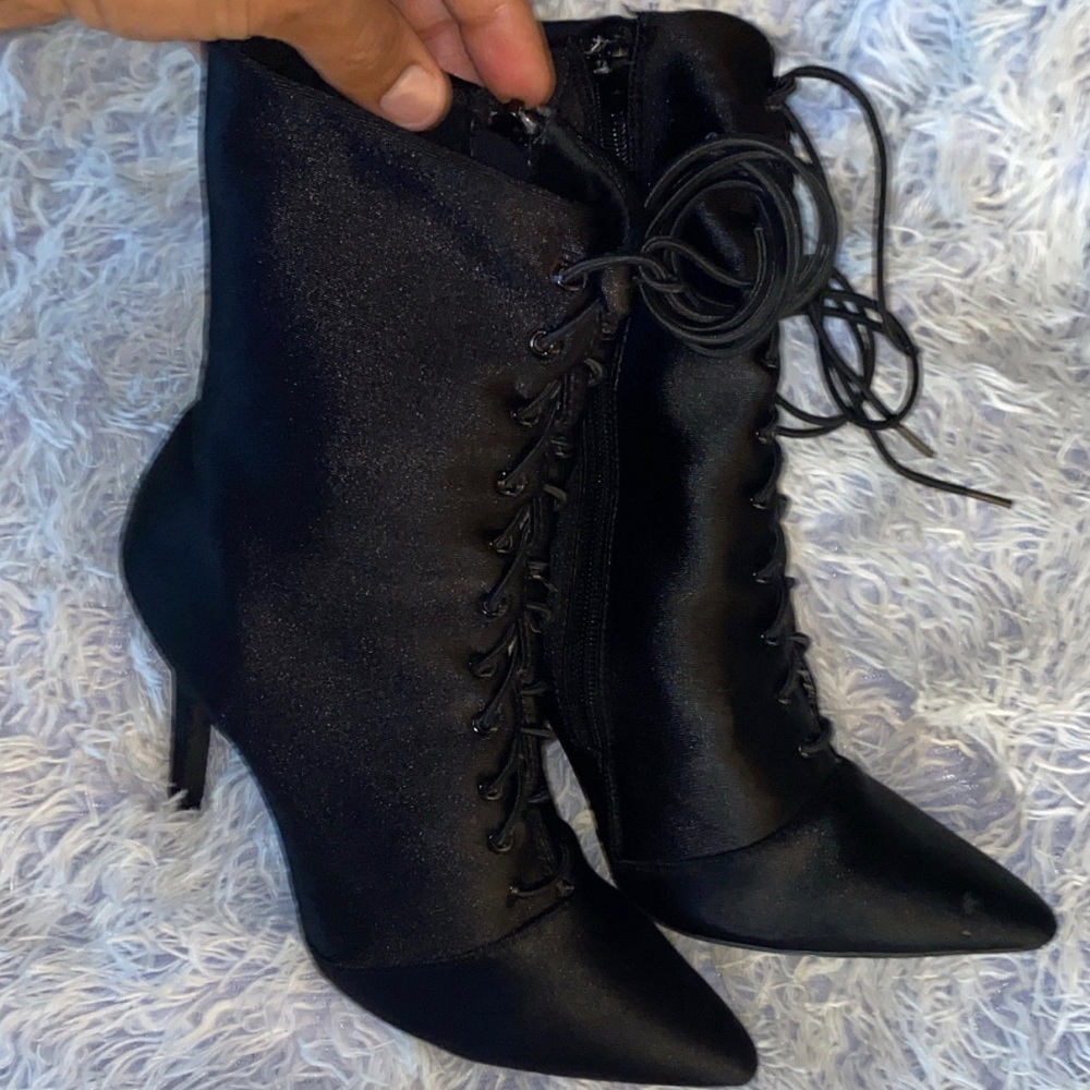 Black Sleek Lace-up Bootie